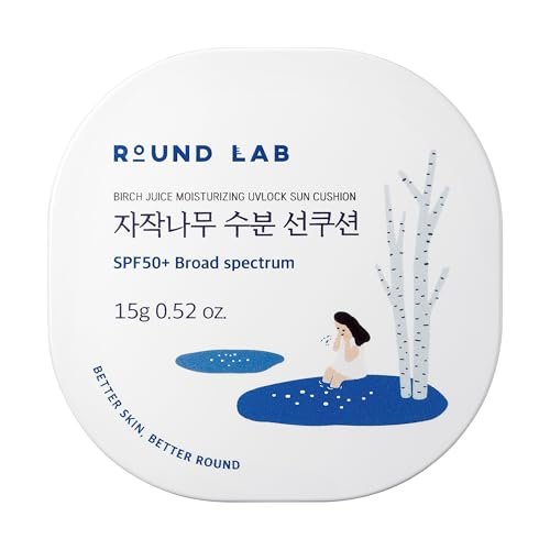 Round Lab Birch Juice Moisturizing UV Lock Sun Cushion SPF50+ PA++++ – 0.52 oz Mineral Sunscreen, No White Cast, Portable for Over Makeup, Korean Sunscreen for All Family - görsel 2