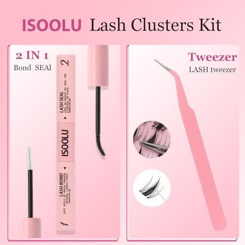 ISOOLU Lash Clusters Manga Individual Lashes - Wispy Eyelash Clusters WideSpan Wet-Look Spiky Lashes with Bond & Seal, Aesthetic 120 PCS - görsel 8