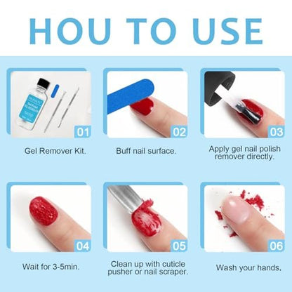 Quick Gel Nail Polish Remover Kit – Remove Gel Polish in 3 Minutes, Safe for Natural Nails, No Soaking or Wrapping, 60ml Avelisse