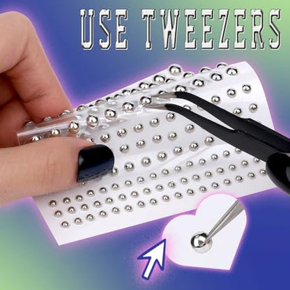 YGDZ Face Gems & Fake Piercings: Nose Stud Silver, Eyebrow, Lip, Stick On Face Stickers, Rave Accessories, Y2K Makeup for Women & Men
