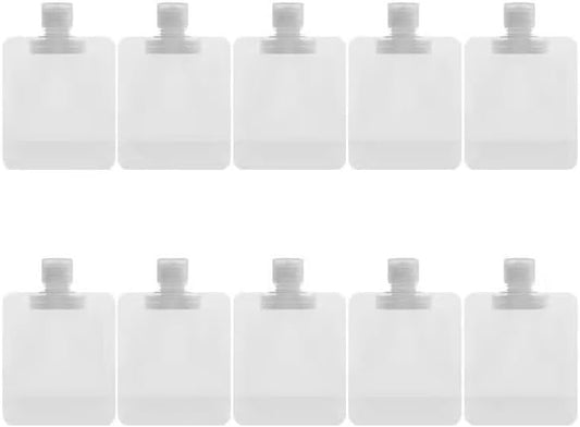 10 Pack Travel Size Squeeze Pouches 30ml Clear Refillable Bottles Leakproof Toiletry Containers