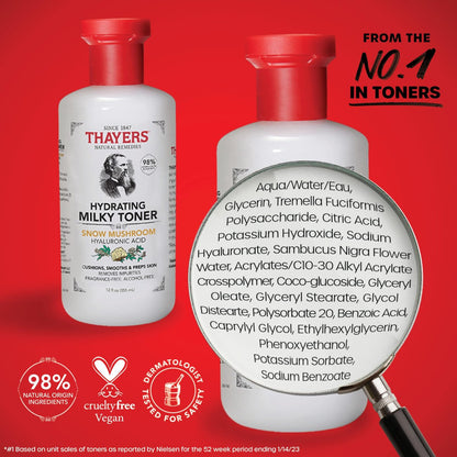 Thayers Purify & Hydrate Skin Care Set - Rose Petal Facial Toner & Hydrating Milky Toner for 48H Hydration, Pore Reduction, 2-Piece Kit