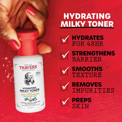 Thayers Purify & Hydrate Skin Care Set - Rose Petal Facial Toner & Hydrating Milky Toner for 48H Hydration, Pore Reduction, 2-Piece Kit