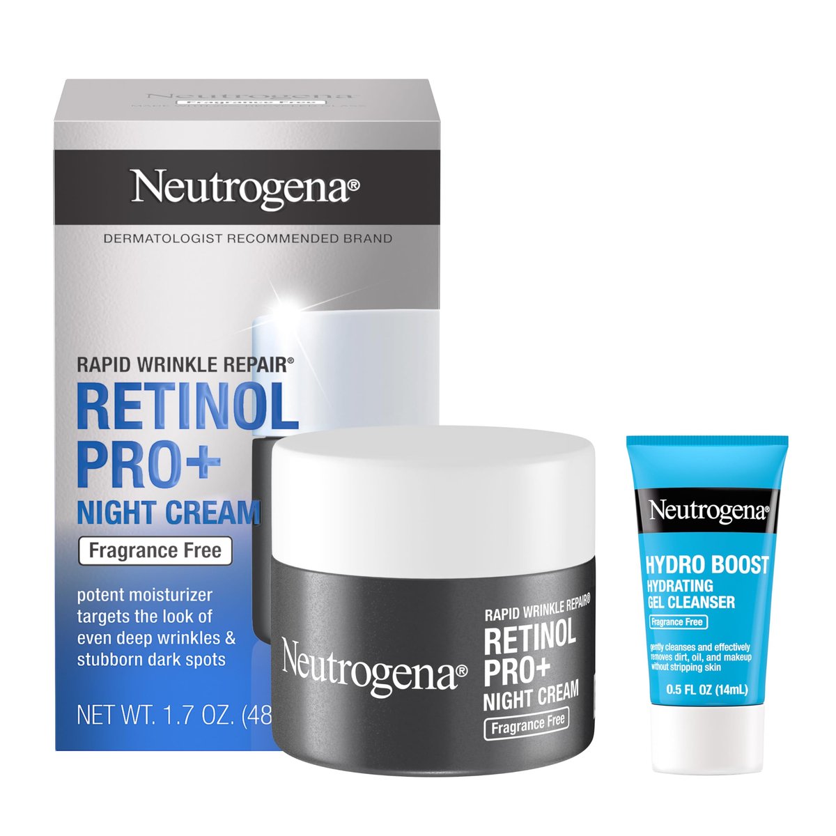 Neutrogena Rapid Wrinkle Repair Retinol Pro+ Night Cream & Hydro Boost Cleanser Duo Avelisse