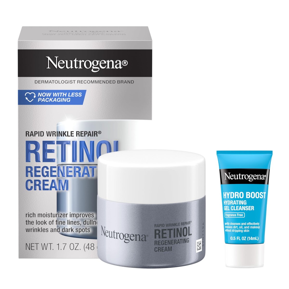 Neutrogena Rapid Wrinkle Repair Retinol Face Moisturizer with Hyaluronic Acid + Hydro Boost Facial Cleanser Trial Size Avelisse