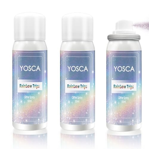 Yosca Body Glitter Spray - 3-Pack Holographic Silver Shimmer Spray for Body, Hair & Clothes - Long-Lasting Festival, Concert & Party Rave Accessories Avelisse