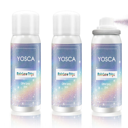 Yosca Body Glitter Spray - 3-Pack Holographic Silver Shimmer Spray for Body, Hair & Clothes - Long-Lasting Festival, Concert & Party Rave Accessories Avelisse