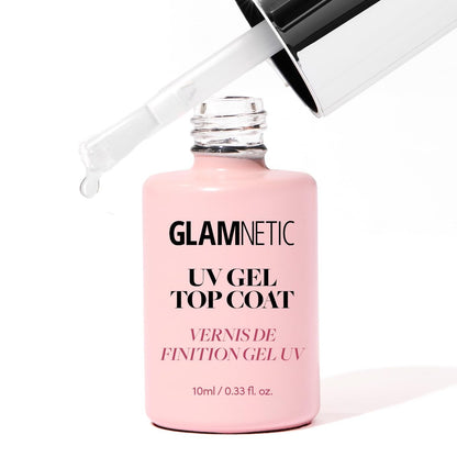 Glamnetic UV Gel Clear Top Coat – High-Gloss Finish, No-Wipe Formula for Press-Ons & Polish, LED UV Curable, 0.33 fl. oz. Avelisse