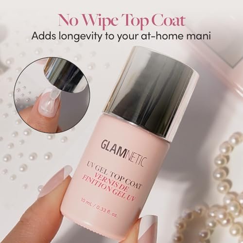 Glamnetic UV Gel Clear Top Coat – High-Gloss Finish, No-Wipe Formula for Press-Ons & Polish, LED UV Curable, 0.33 fl. oz. Avelisse