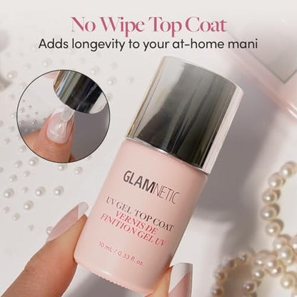 Glamnetic UV Gel Clear Top Coat – High-Gloss Finish, No-Wipe Formula for Press-Ons & Polish, LED UV Curable, 0.33 fl. oz. Avelisse