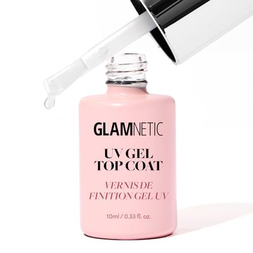 Glamnetic UV Gel Clear Top Coat – High-Gloss Finish, No-Wipe Formula for Press-Ons & Polish, LED UV Curable, 0.33 fl. oz. Avelisse