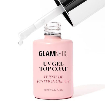 Glamnetic UV Gel Clear Top Coat – High-Gloss Finish, No-Wipe Formula for Press-Ons & Polish, LED UV Curable, 0.33 fl. oz. Avelisse