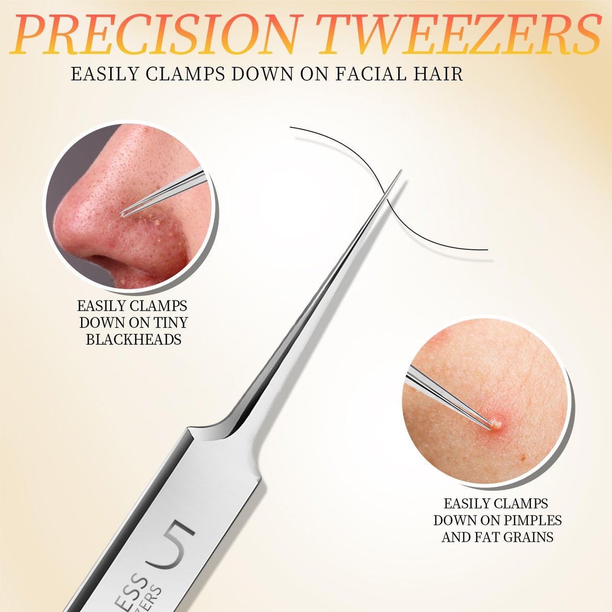 Teenitor Professional Blackhead Tweezers and Pimple Popper Tool Kit, 4-Piece Stainless Steel Cell Tweezers for Blackhead, Pimple, Whitehead, Acne Removal - görsel 7