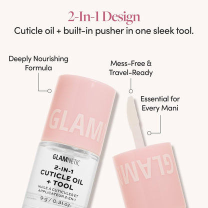 Glamnetic 2-in-1 Cuticle Oil – Nourishing Serum & Pusher for Healthy Nails with Hyaluronic Acid & Botanical Oils, 0.31 Oz Avelisse