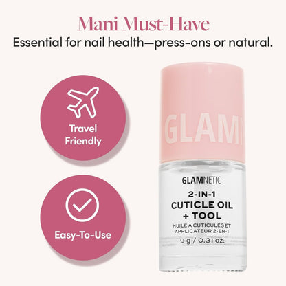Glamnetic 2-in-1 Cuticle Oil – Nourishing Serum & Pusher for Healthy Nails with Hyaluronic Acid & Botanical Oils, 0.31 Oz Avelisse