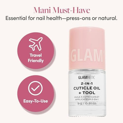 Glamnetic 2-in-1 Cuticle Oil – Nourishing Serum & Pusher for Healthy Nails with Hyaluronic Acid & Botanical Oils, 0.31 Oz Avelisse