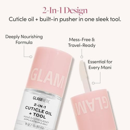 Glamnetic 2-in-1 Cuticle Oil – Nourishing Serum & Pusher for Healthy Nails with Hyaluronic Acid & Botanical Oils, 0.31 Oz Avelisse