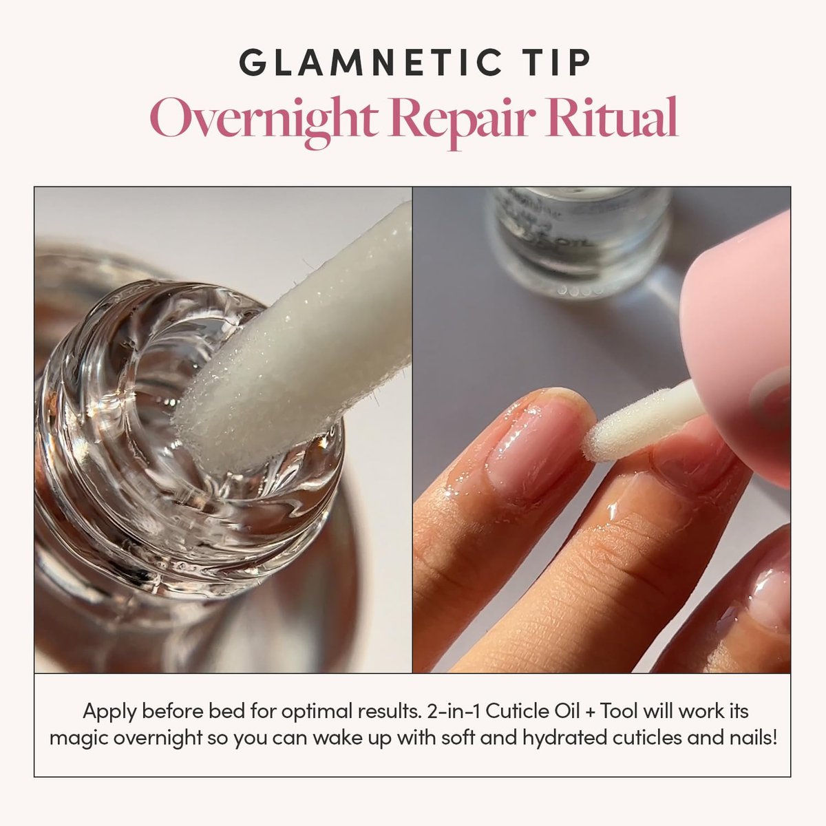 Glamnetic 2-in-1 Cuticle Oil – Nourishing Serum & Pusher for Healthy Nails with Hyaluronic Acid & Botanical Oils, 0.31 Oz Avelisse