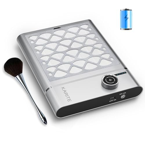 Karite Nail Dust Collector: Cordless Rechargeable Vacuum with 6000mAh Battery, 5000RPM Suction & 30 Sanding Papers Avelisse