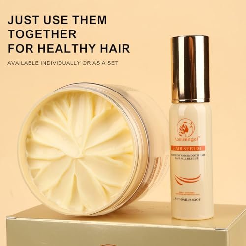 Aomimegel Hair Mask Argan Oil Set – Deep Repair & Collagen Treatment for Dry, Damaged Hair, 16.9 fl oz + 2 fl oz Avelisse