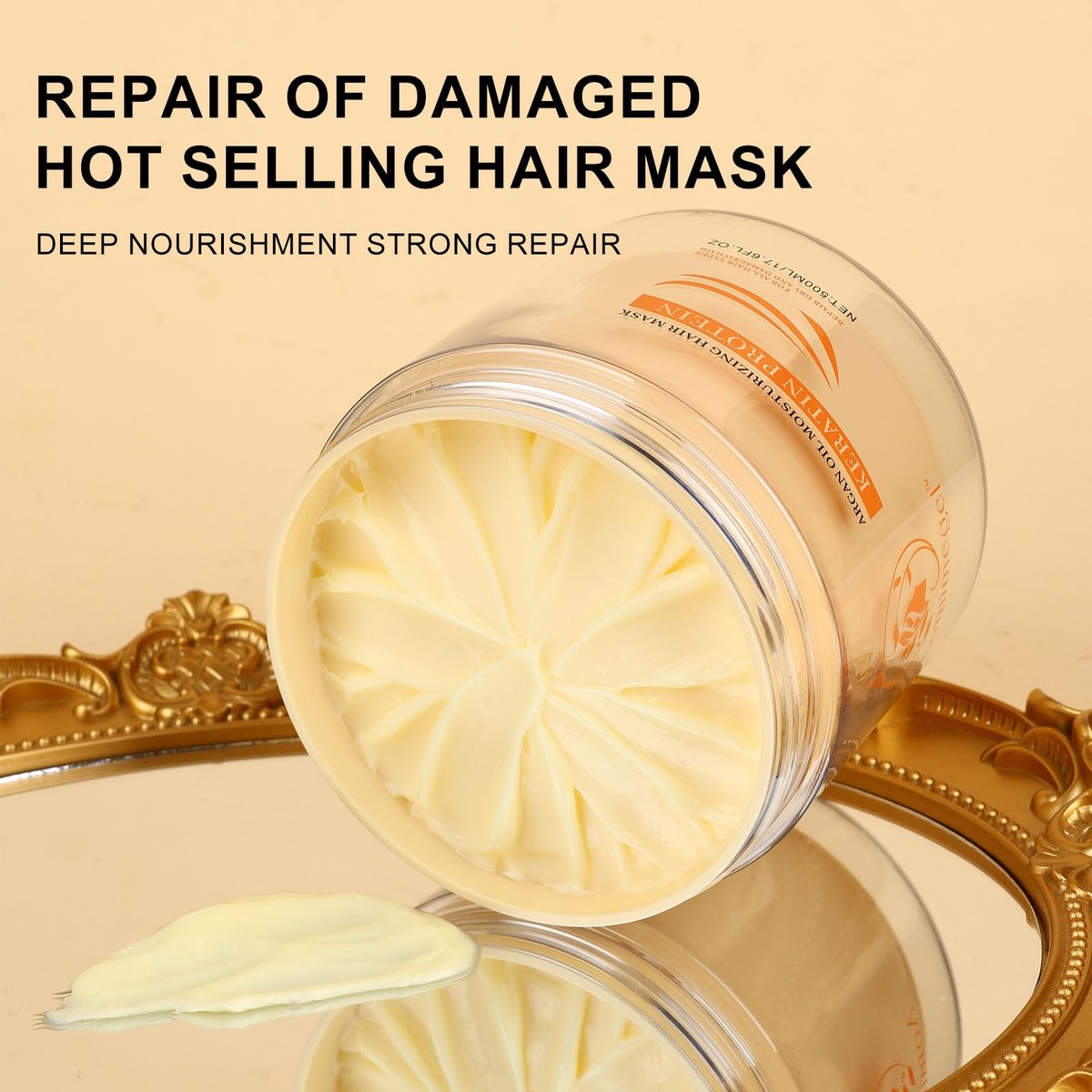Aomimegel Hair Mask Argan Oil Set – Deep Repair & Collagen Treatment for Dry, Damaged Hair, 16.9 fl oz + 2 fl oz Avelisse