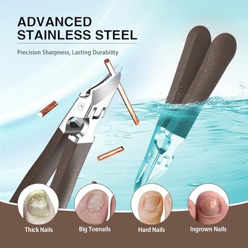 Eagle Beak Slanted Nail Clippers for Thick & Ingrown Toenails - Wide Jaw Opening Anti-Splash Angled Toenail Cutter with Curved Blade, Cuticle Clippers for Seniors, 3-Piece Set with Case - görsel 10