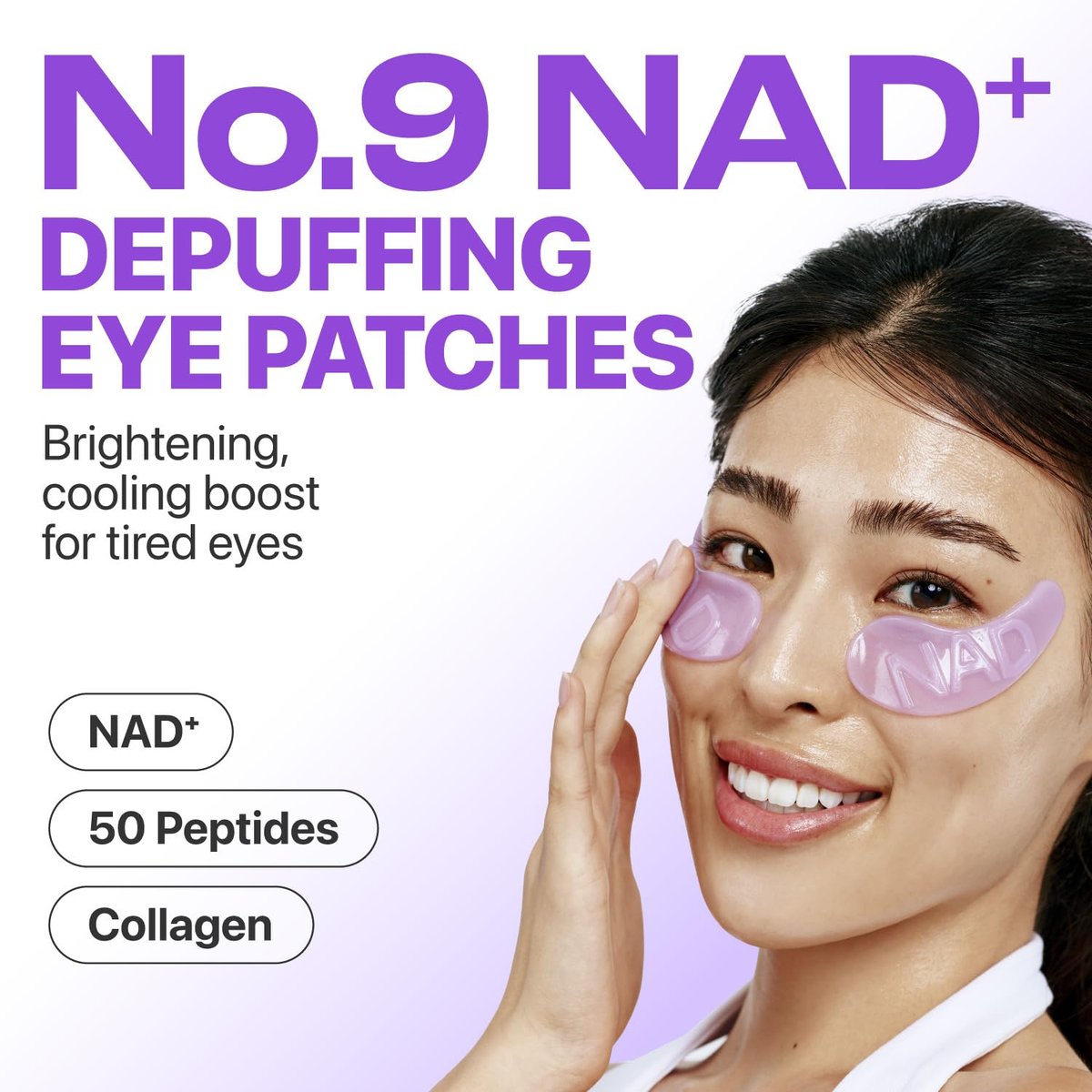 numbuzin No.9 Eye Patches - NAD+ Collagen Gel Eye Masks with Peptides, Caffeine & Niacinamide - Cooling Under Eye Patches for Puffy Eyes & Eyebags (5 Pairs/10 Patches) - görsel 3