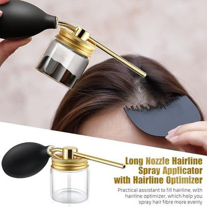 Hohean Hair Building Fiber Spray with Hairline Optimizer – Portable Metal Nozzle Applicator for Thinning Hair (Gold)