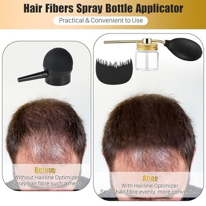 Hohean Hair Building Fiber Spray with Hairline Optimizer – Portable Metal Nozzle Applicator for Thinning Hair (Gold)