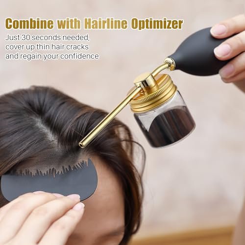 Hohean Hair Building Fiber Spray with Hairline Optimizer – Portable Metal Nozzle Applicator for Thinning Hair (Gold) - görsel 12