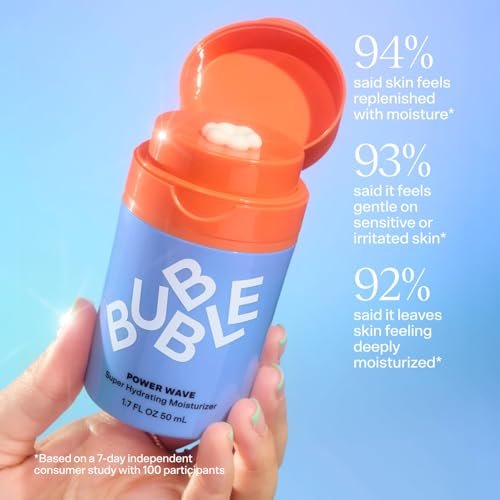 Bubble Skincare Power Wave Face Moisturizer - Hydrating Peptide Facial Cream for Dry, Sensitive Skin with Jojoba Oil - Lightweight Daily Skin Barrier Repair (50 ml) Avelisse