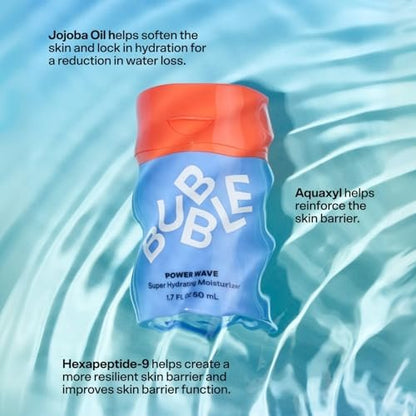 Bubble Skincare Power Wave Face Moisturizer - Hydrating Peptide Facial Cream for Dry, Sensitive Skin with Jojoba Oil - Lightweight Daily Skin Barrier Repair (50 ml) Avelisse