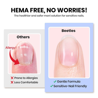 Beetles 2-Pack 15ml HEMA-Free Nail Glue Builder Gel - Clear Builder for Nail Strengthening, Thickening, and Apex Extension - UV Light Required - DIY Salon Manicure Gift for Women