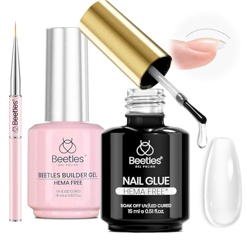 Beetles 2-Pack 15ml HEMA-Free Nail Glue Builder Gel - Clear Builder for Nail Strengthening, Thickening, and Apex Extension - UV Light Required - DIY Salon Manicure Gift for Women - görsel 2
