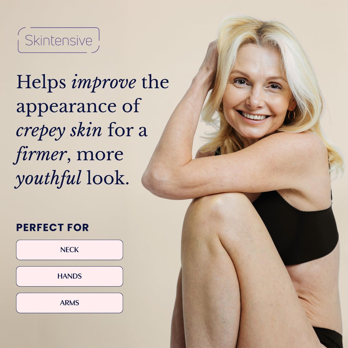 SKINTENSIVE Crepe Cream – Advanced Crepey Skin Cream for Firmer, Smoother Appearance – Harvard-Trained Dermatologist Formulated – Premium Body and Neck Creme – 4 oz Avelisse