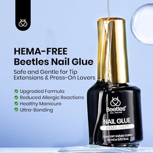 Beetles 15ml HEMA-Free Nail Glue Gel - TPO Free Super Strong Extension Glue for Nail Tips, Clear Acrylic Nails, Gentle, Large Capacity, Salon Art DIY Home Need UV Light Cured - görsel 6