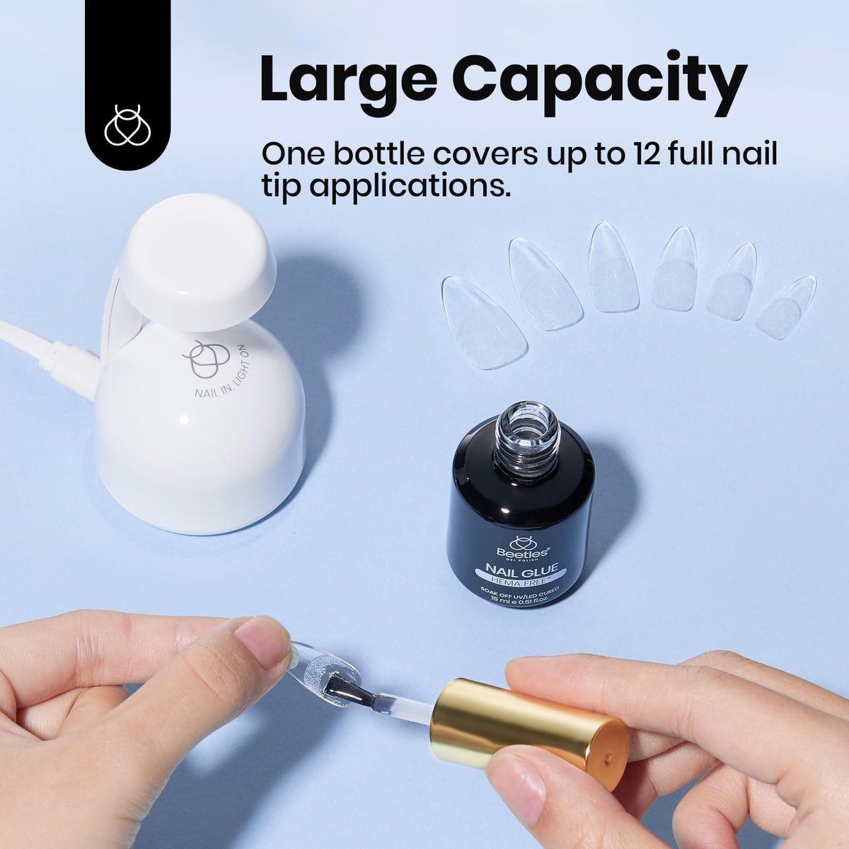 Beetles 15ml HEMA-Free Nail Glue Gel - TPO Free Super Strong Extension Glue for Nail Tips, Clear Acrylic Nails, Gentle, Large Capacity, Salon Art DIY Home Need UV Light Cured - görsel 13