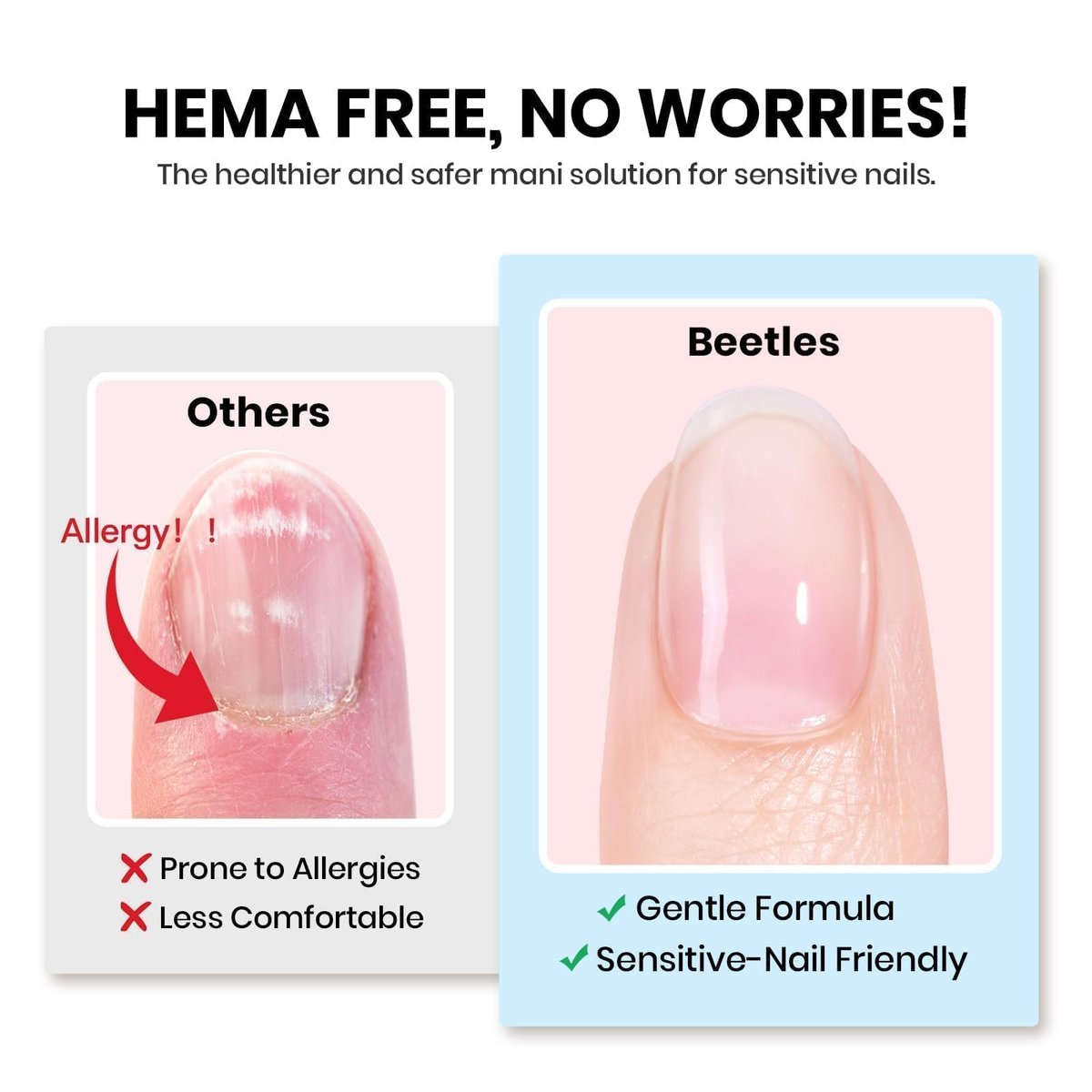 Beetles 15ml HEMA-Free Nail Glue Gel - TPO Free Super Strong Extension Glue for Nail Tips, Clear Acrylic Nails, Gentle, Large Capacity, Salon Art DIY Home Need UV Light Cured - görsel 3
