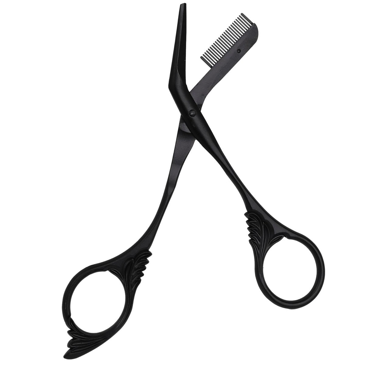 OFIDUS Eyebrow Scissors Trimmer with Comb - Precision Grooming Tool for Men and Women, Stainless Steel, 5.7 Inches, Black - görsel 1