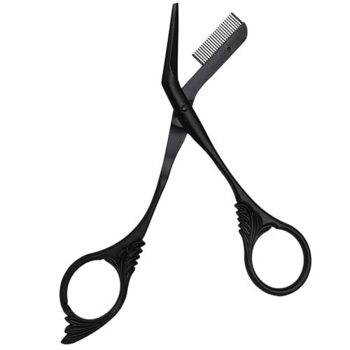 OFIDUS Eyebrow Scissors Trimmer with Comb - Precision Grooming Tool for Men and Women, Stainless Steel, 5.7 Inches, Black - görsel 2