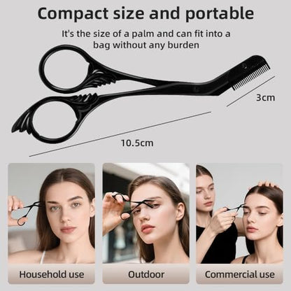 OFIDUS Eyebrow Scissors Trimmer with Comb - Precision Grooming Tool for Men and Women, Stainless Steel, 5.7 Inches, Black