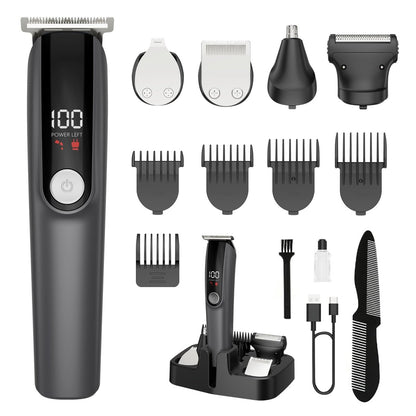 5-in-1 Beard Trimmer for Men - Cordless Electric Razor for Nose, Body, Face & Mustache - Barber Hair Clippers Grooming Kit (Gray) Avelisse