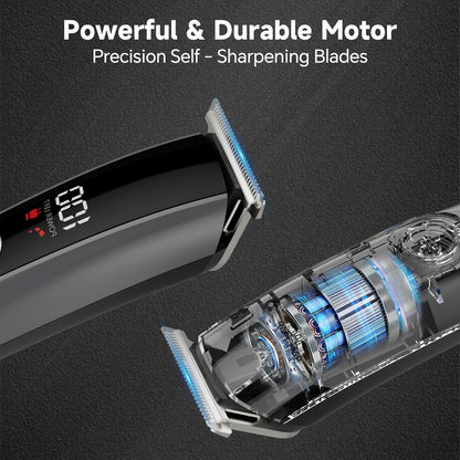 5-in-1 Beard Trimmer for Men - Cordless Electric Razor for Nose, Body, Face & Mustache - Barber Hair Clippers Grooming Kit (Gray) Avelisse
