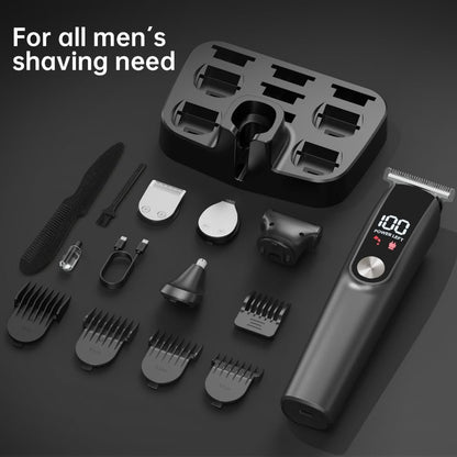 5-in-1 Beard Trimmer for Men - Cordless Electric Razor for Nose, Body, Face & Mustache - Barber Hair Clippers Grooming Kit (Gray) Avelisse