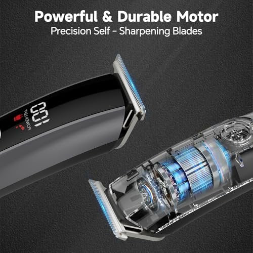 5-in-1 Beard Trimmer for Men - Cordless Electric Razor for Nose, Body, Face & Mustache - Barber Hair Clippers Grooming Kit (Gray) Avelisse