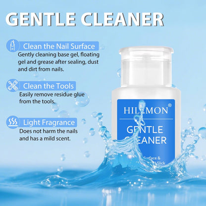 HiLemon Push-On Nail Gentle Cleaner – 160ml Gentle Nail Surface Cleanser for Base Gel, Floating Gel, Grease, Dust & Dirt Removal | Pump Bottle Design