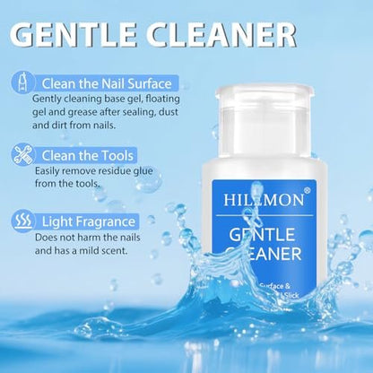 HiLemon Push-On Nail Gentle Cleaner – 160ml Gentle Nail Surface Cleanser for Base Gel, Floating Gel, Grease, Dust & Dirt Removal | Pump Bottle Design