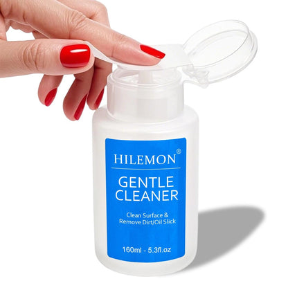 HiLemon Push-On Nail Gentle Cleaner – 160ml Gentle Nail Surface Cleanser for Base Gel, Floating Gel, Grease, Dust & Dirt Removal | Pump Bottle Design