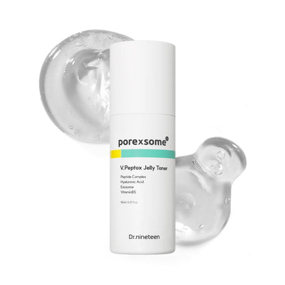 Dr.nineteen PoreXsome V.Peptox Jelly Toner - 13 Peptides 25,000ppm + 10 Hyaluronic Acid + Exosome - Pore Tightening & Cooling Essence Toner - K-Skincare (5.07 fl.oz.) Avelisse