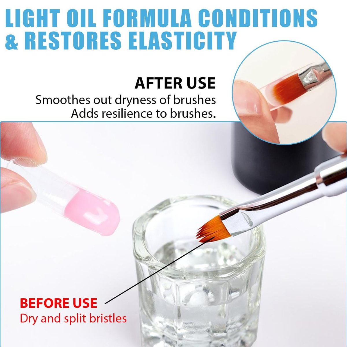 HiLemon Poly Gel Slip Solution Set - 4 Oz Anti-Stick Liquid with Dual-Ended Spatula Brush, Glass Cup & Cotton Pad for Nail Extension Gel - görsel 9
